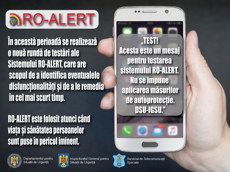 Autorităţile vin cu precizări despre testarea Ro-Alert