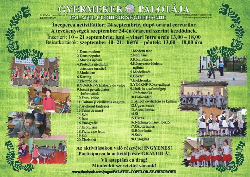 Zeci de cercuri în oferta Palatului Copiilor Sfântu Gheorghe