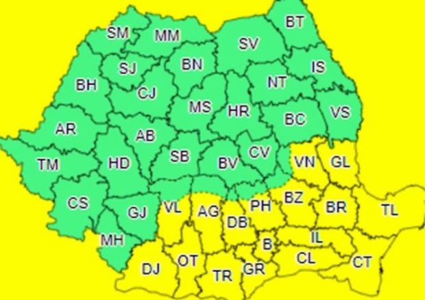 Județul Covasna sub cod galben de ceață