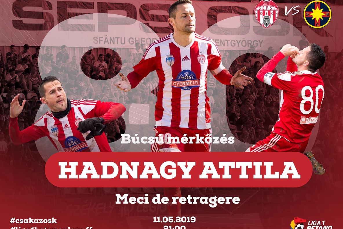 Sepsi OSK – FCSB, meciul de retragere pentru Attila Hadnagy