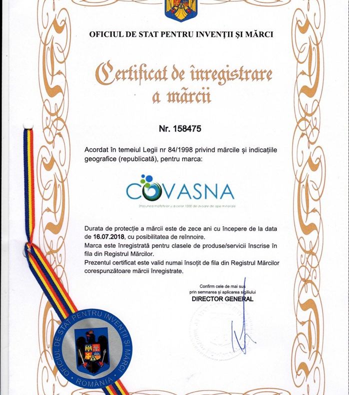 Staţiunea Covasna are brand înregistrat la OSIM