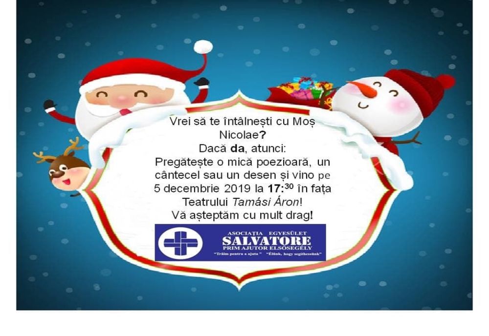 Vrei să te întâlnești cu Moș Nicolae? Poezii, cântece și desene în schimbul cadourilor, la Sfântu Gheorghe