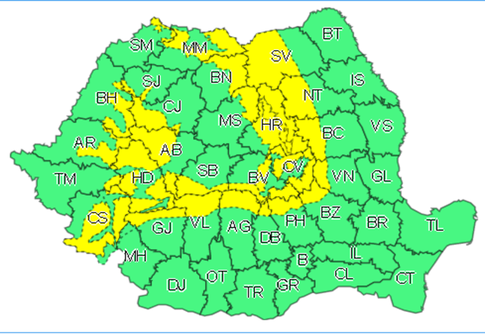 Cod galben de viscol și ninsori în 26 de județe, printre care și Covasna 