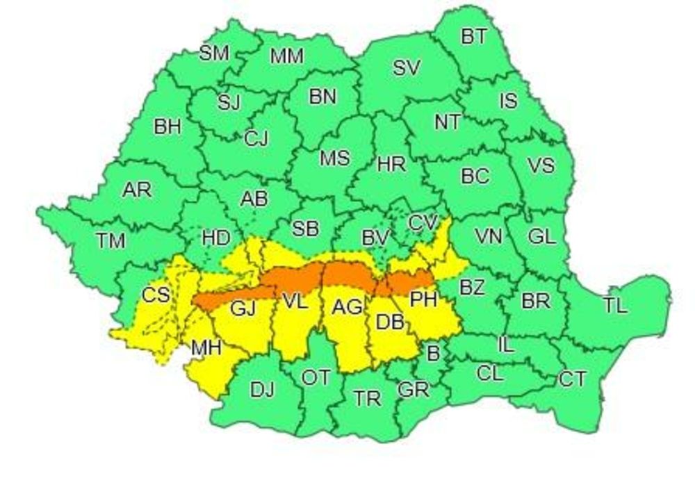 Alerte meteo în mai multe județe din țară!