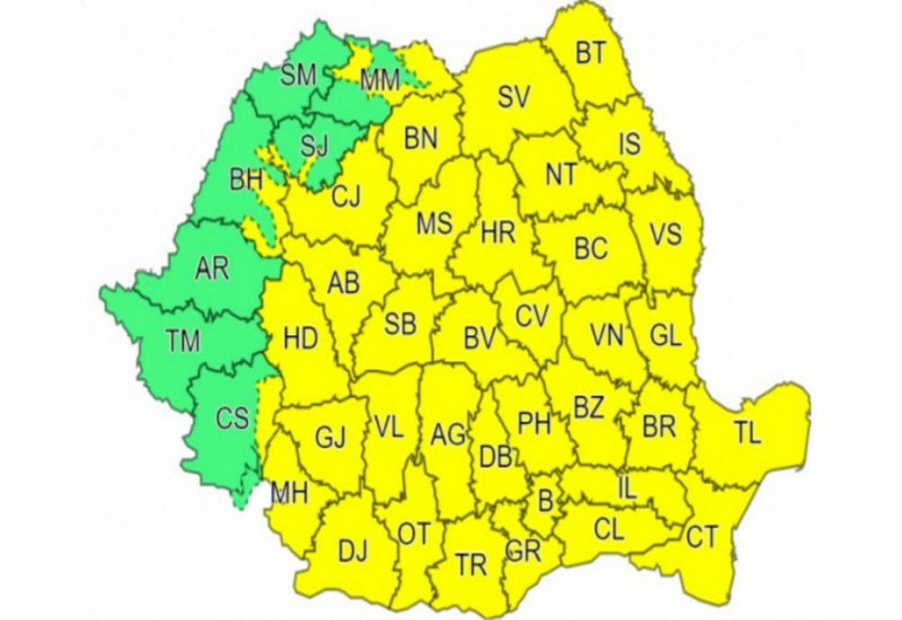 COD GALBEN de vreme rea în aproape toată țara!
