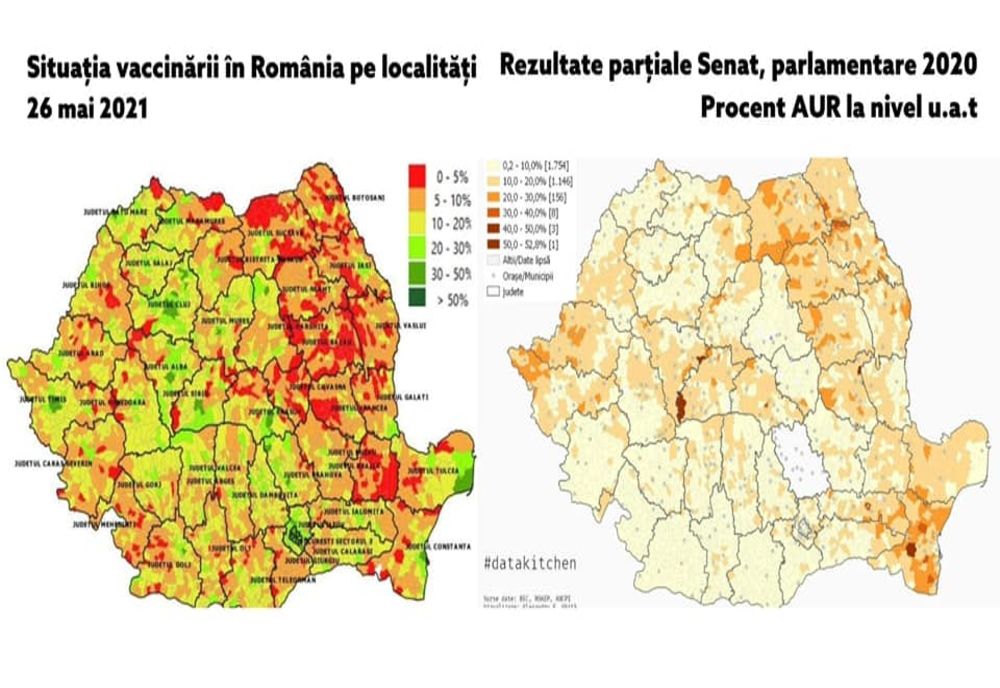 Europarlamentarul PLUS Alin Mituța publică ”harta electorală” a vaccinărilor: ”AUR manipulează oamenii că salvarea vine din respingerea științei” - FOTO