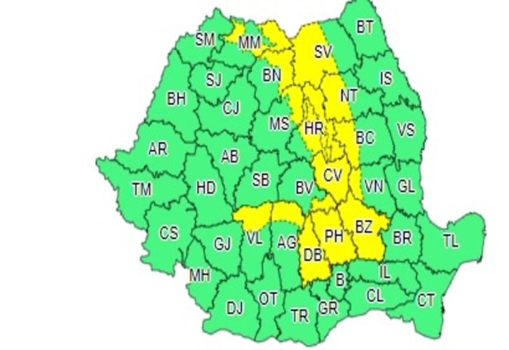 COD GALBEN de INSTABILITATE ATMOSFERICĂ în mai multe județe