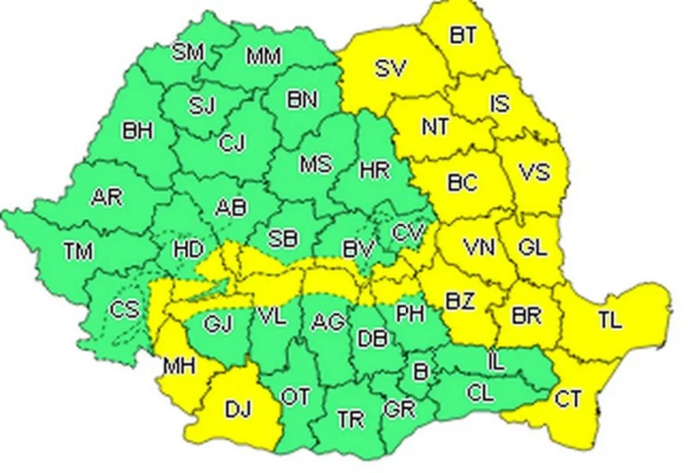 Cod galben de vânt puternic în Covasna şi alte 24 de judeţe