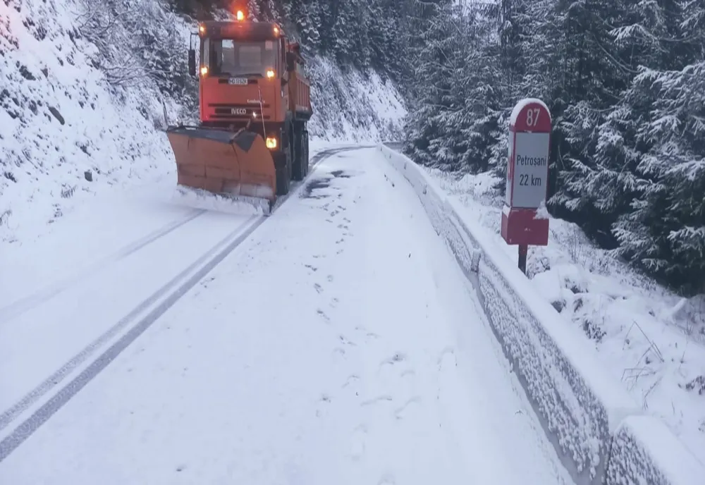 DRUMARII ÎMPRĂȘTIE MATERIAL ANTIDERAPANT ÎN ZONELE ÎN CARE CAD LAPOVIȚE ȘI NINSORI