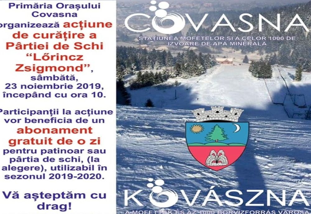 Abonamente gratuite pentru cei care ajută în weekend la curăţarea pârtiei de schi „Lőrincz Zsigmond” din Covasna