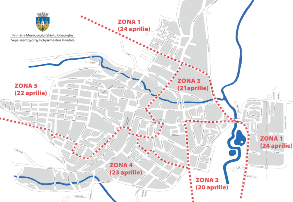 Împărţirea pe zone şi zile a acţiunii de dezinfectare a blocurilor din Sfântu Gheorghe