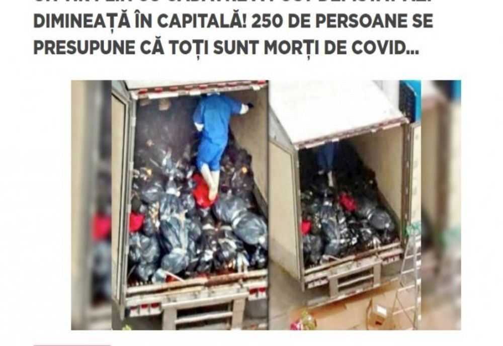 Avertismentul GCS: O știre falsă despre un tir cu cadavre de pacienți COVID-19 care ar fi fost găsit în Capitală, circulă pe Facebook 