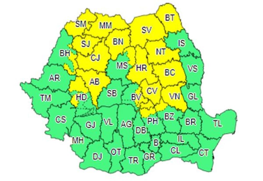 COD GALBEN de ploi, până mâine dimineață!