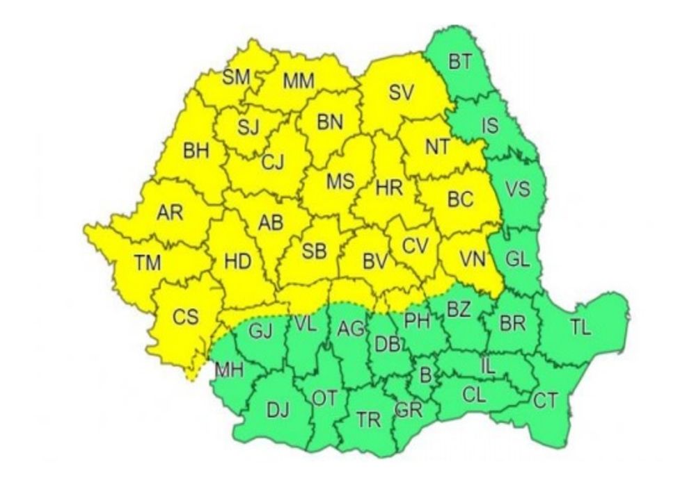 COD GALBEN de ploi și vijelii, până diseară!