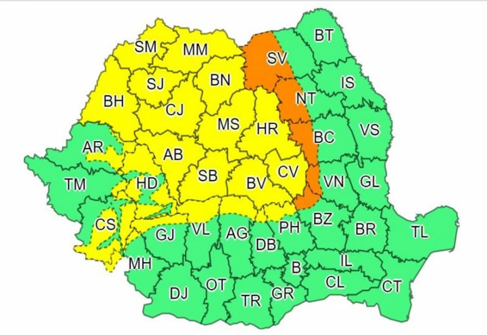 AVERTIZĂRI Cod Galben și Cod Portocaliu de intensificări ale vântului în multe județe din țară, până vineri dimineața