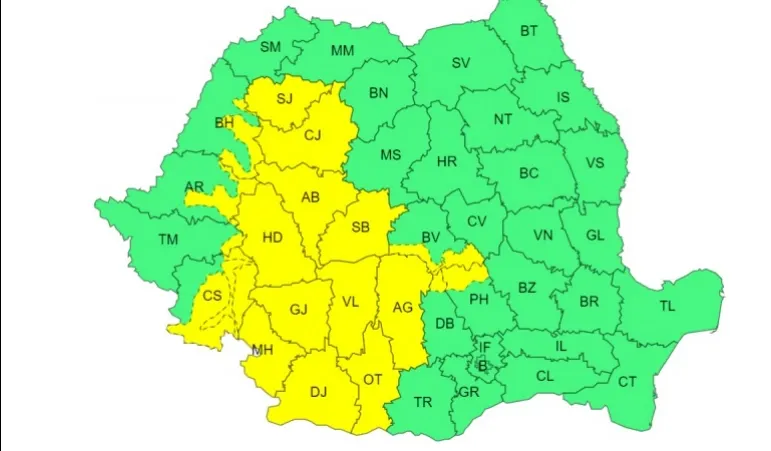 Cod galben de instabilitate atmosferică, până la ora 23, în mai multe zone din țară – poza 1