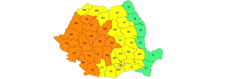 Alertă meteo: cod PORTOCALIU de furtuni cu grindină. România, lovită de un val de frig puternic: ploi torențiale și vijelii